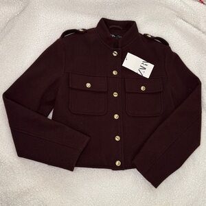 Zara Dark Red Blazer with Gold Buttons